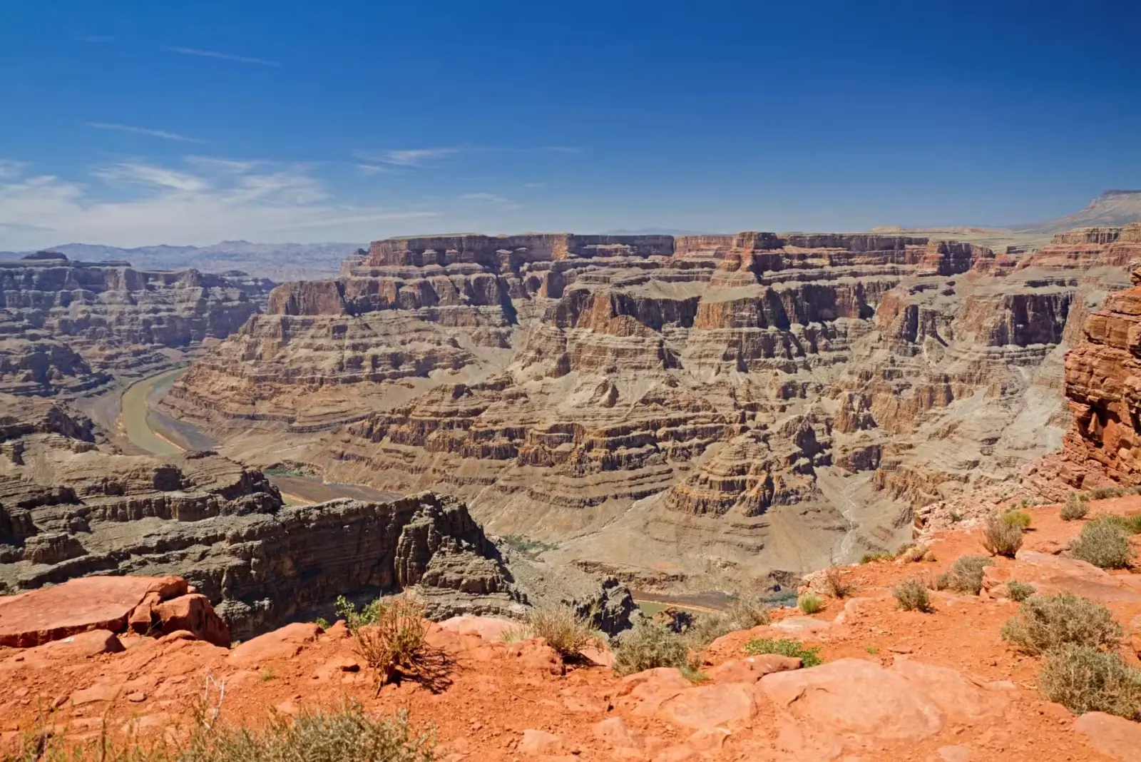 Wide view of the Grand Canyon.